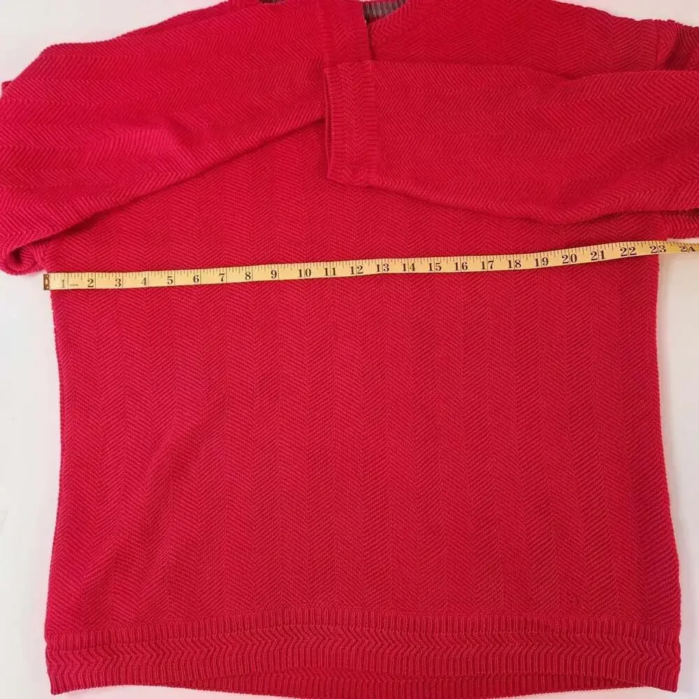 Chaps Ralph Lauren Sweater Size M Red Herringbone Hand Framed Vintage